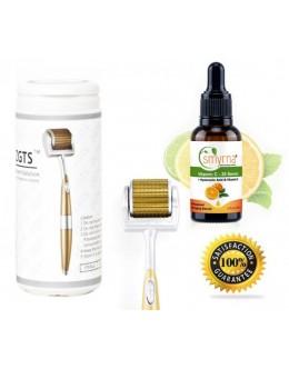 ZGTS Derma Roller Professional Skin Care Set + Vitamin C Serum, Hyaluronic Acid For Face and Body
